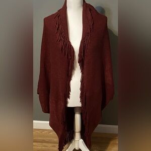 Fringed Burgundy Shawl